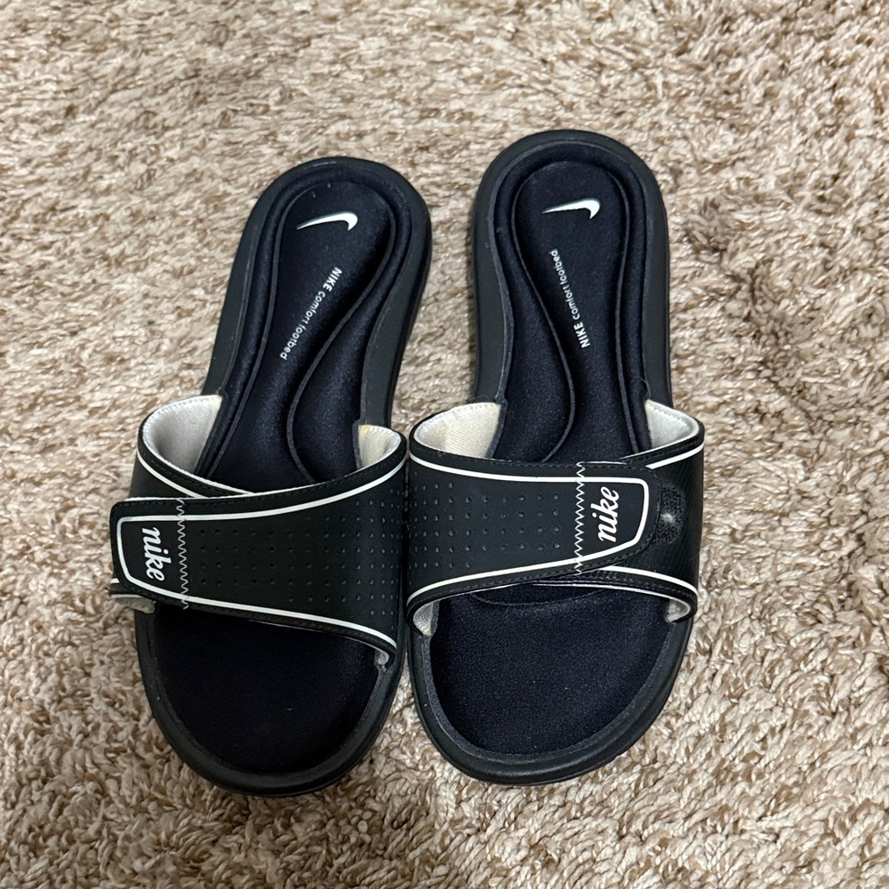 Nike Black and White Slide Sandals